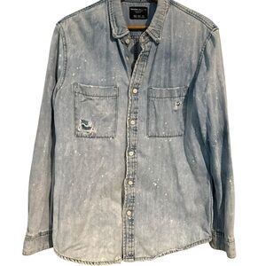 Bershka Blue Casual Button Down Shirt